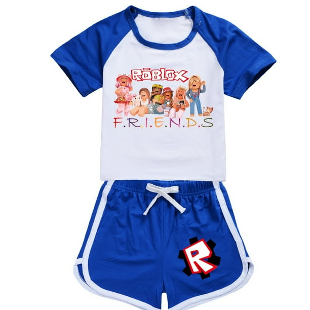 Roblox-Camiseta de juego de dibujos animados para hombre y mujer, pantalones cortos cómodos e informales, traje deportivo para regalo, nueva moda de veranoC