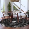 thumbnail image 4 of Black White Postmarks Round Area Rugs Collection 5', Modern Abstract Lines Motifs Non Slip Indoor Circular Throw Runner Rug Floor Mat Carpet for Living Room Dining Table Bedroom Nursery, 4 of 9