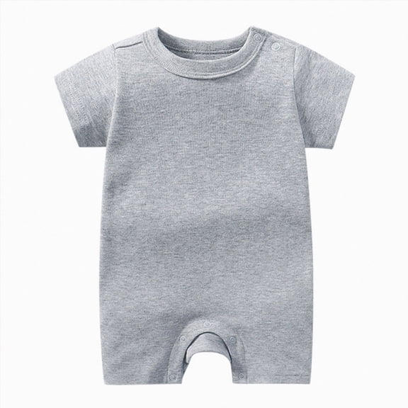 BOBOGOJP Newborn Short Sleeve Romper Solid Jumpsuit Cotton Infant Clothes Baby Girl Boy One-Piece Outfit 0-12 Months Grey for Size 9-12 Months