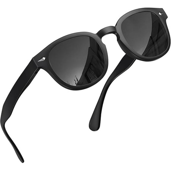 grinderPUNCH Polarized Classic Round Sunglasses for Women Men Vintage Style Lightweight Retro Circle Frame Sun Glasses