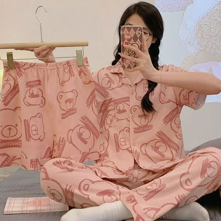 

Sanrio Hello Kitty Kuromi Pochacco Pajama Three Piece Set Kawaii Anime Cardigan Shorts Pants Home Clothes Couple Suit Girl Gifts