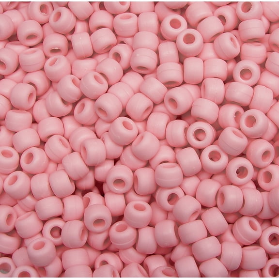 Jolly Store Crafts Matte Pink 9x6mm Pony Beads, Made in USA, 500pcs
