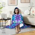thumbnail image 4 of Wearable Blanket,Purple Ethnic Mandala Pattern Hooded Wearable Flannel Blanket for Adults & Teens,Winter Poncho Shawl Wrap Cape Cozy Anti-Pill,60"x80", 4 of 5