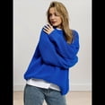 thumbnail image 4 of Suéter de Cuello Redondo para Mujer, Suéter de Punto Holgado e Informal de Larga para Otoño e Invierno. Azul L, 4 of 10