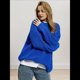 thumbnail image 4 of Suéter de Cuello Redondo para Mujer, Suéter de Punto Holgado e Informal de Larga para Otoño e Invierno. Azul L, 4 of 10