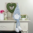 thumbnail image 2 of 34" Blue and White Sitting Spring Gnome Figure with a Polka Dot Hat and Legs, 2 of 3