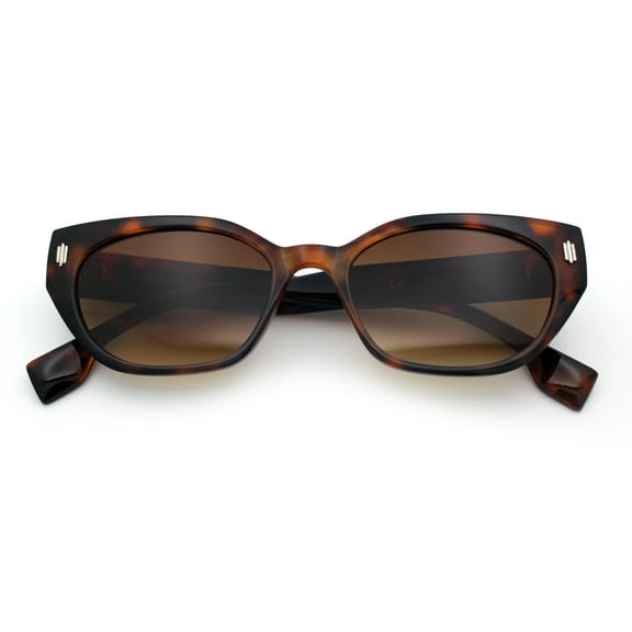 Womens Mod Urban City Hipster Rectangle Cat Eye Plastic Sunglasses Tortoise - Brown