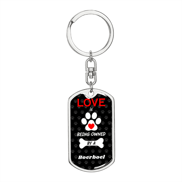 Boerboel Stainless Steel or 18k Gold Premium Swivel Dog Tag Keychain