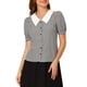 thumbnail image 1 of CAMISA DE MUJER CON CUELLO DE CONTRASTE A CUADROS Y MANGAS ABULLONADAS XL NEGRA, 1 of 6