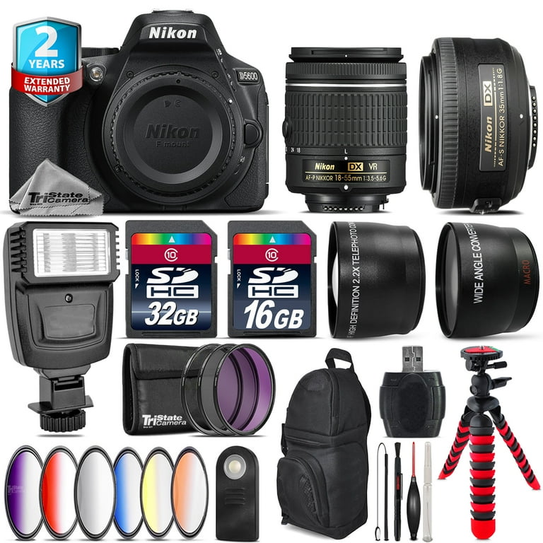 Nikon D5600 DSLR Camera AF-P 18-55mm VR 35mm Slave