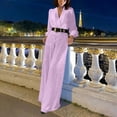 thumbnail image 7 of FRSASU Elegant V Neck Long Sleeve Shirt Sequined Pants with Belt,Women's Spring Fall Long Sleeve Wide Leg Jumpsuits Pink, 7 of 7