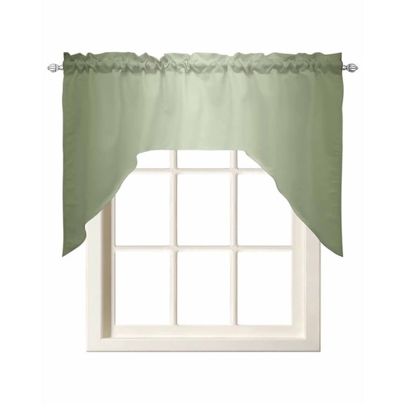 Swag Curtain Valances Sage Green Swag Valances for Kitchen Windows Ombre Green Window Treatment Curtains Drapes for Kitchen Bedroom Living Room Bathroom Over Sink 56"x36"