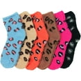 thumbnail image 4 of ToBeInStyle Women's Pack of 6 Soft Plush Warm Fuzzy Winter Socks - Leopard Spots, 4 of 7
