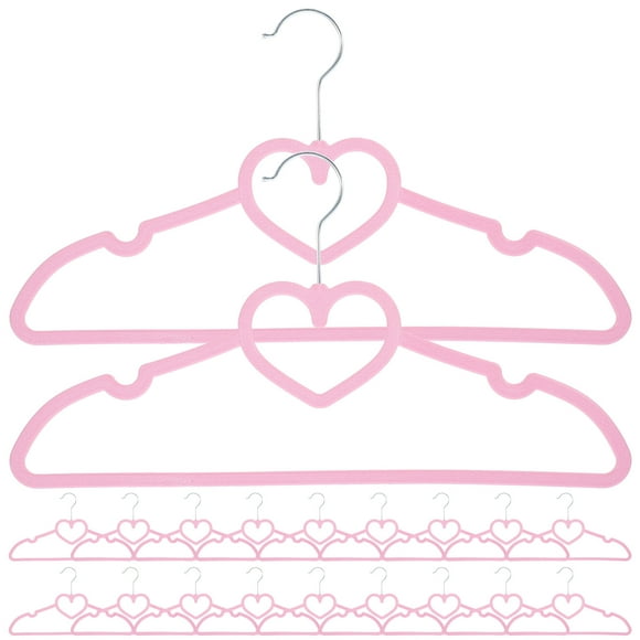 EeaseMX 20 perchas de plástico con diseño de corazón para ropa de adultos y niños (rosa)