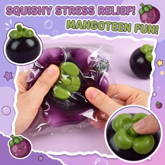 Mangosteen Squishy Toys Stress Balls for Kids and Adults Stretchy Sensory Fidget Toys Stress Ball Stress Relief Toy Party Favors Squeeze Ball Autism Sensory Toys for Autistic Children