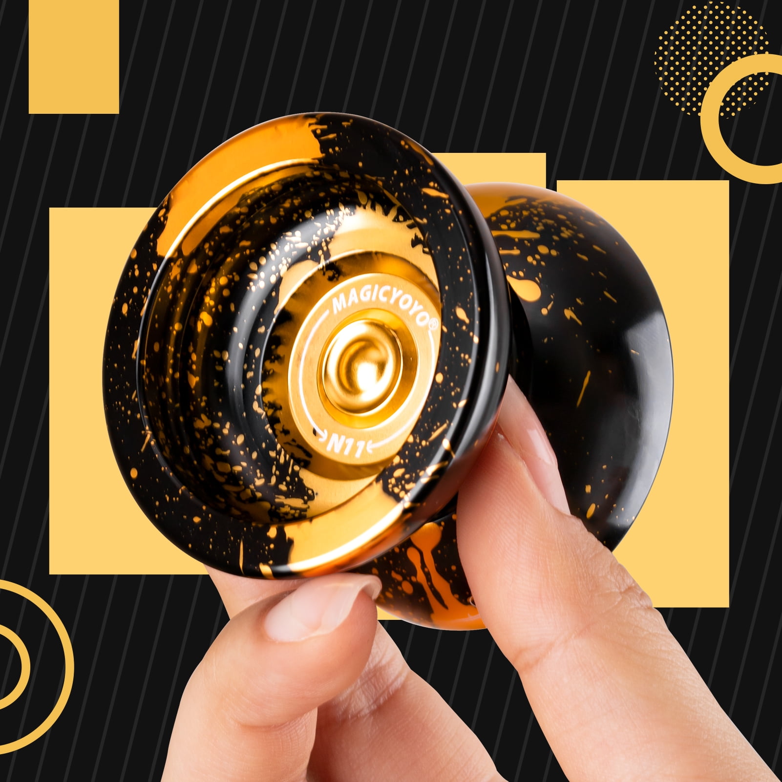 Magicyoyo Professional Yoyo N11 Black Golden, Unresponsive Metal Yoyo for Kids and Advanced