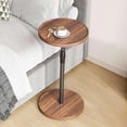thumbnail image 4 of Adjustable Round Side Table - Small Space Nightstand - Brown Pedestal Design, 4 of 6