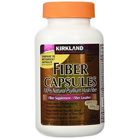 Fiber Capsules Kirkland Therapy for Regularity/Fiber Supplement, 360 capsules - Compare to the Active Ingredient in Metamucil Capsules