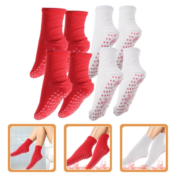 FENGGUIQU 4 Pairs Thermal Self-Heating Mid-Calf Socks, Assorted Warm Winter Socks for Outdoor Sports and Daily Activities
