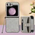 thumbnail image 6 of JTCASES for Samsung Galaxy Z Flip5 Case, Hinge Protection 360° Rotating Belt Clip Detachable Card Slot Pencil Holder PU Leather Shockproof Shell, Gray, 6 of 9