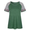 thumbnail image 2 of ZheElen Femmes T-shirt à Rayures Imprimé Manches Courtes Top Col Rond, Noir, M Vert XXL, 2 of 6