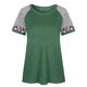 thumbnail image 3 of Camiseta de mujer con estampado de rayas, manga corta, blusa con cuello redondo, verde, S Vogacara AP001776-06, 3 of 7