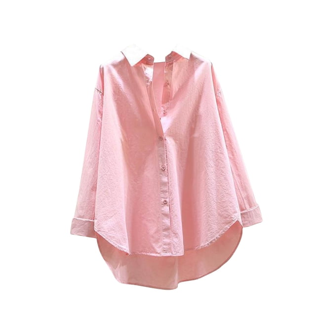 Timegard Womens Button down Shirts Long Sleeve Lapel Neck Blouse Fall Casual Comfy Jackets Solid Color