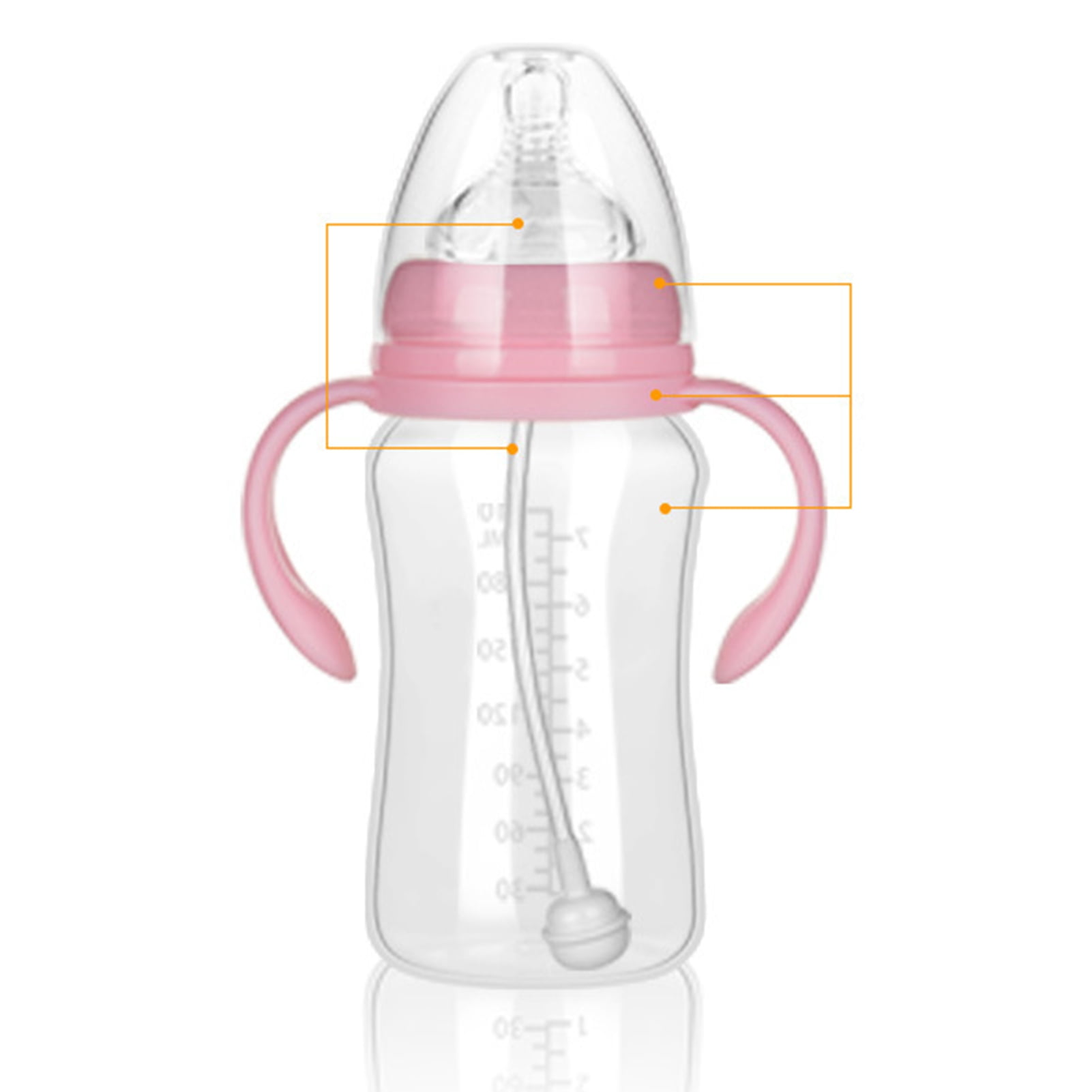 UDIYO 180/240/300ml Nipple Bottle PP 360 Degree Rotating Handle Newborn Bottle