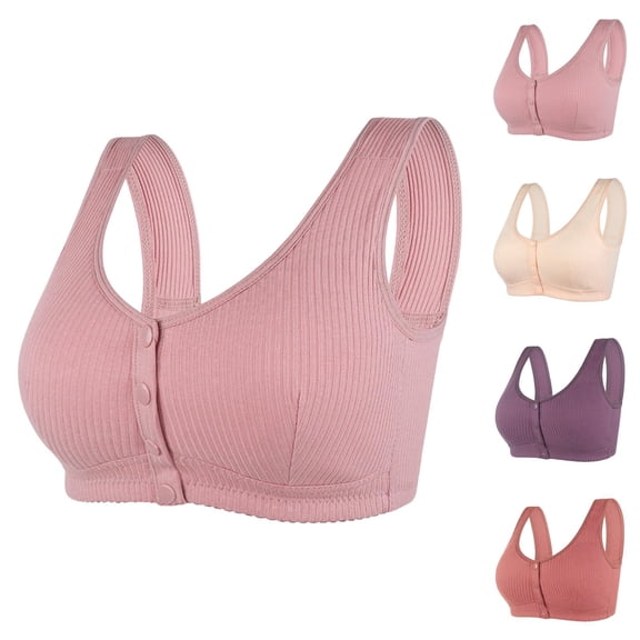 Front Closure Bras for Women Plus Size Cotton Wide Strap Seamless Wireless Racerback Push Up Bralettes Nursing Bra