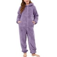 thumbnail image 4 of LIJCC Boys Girls Long Sleeve Zip-Front Jumpsuits Fuzzy Fleece Hooded Rompers Kids Zip up Onesie Sleepwear Cute Playsuit Warm Plush Winter Clothes, 4 of 6