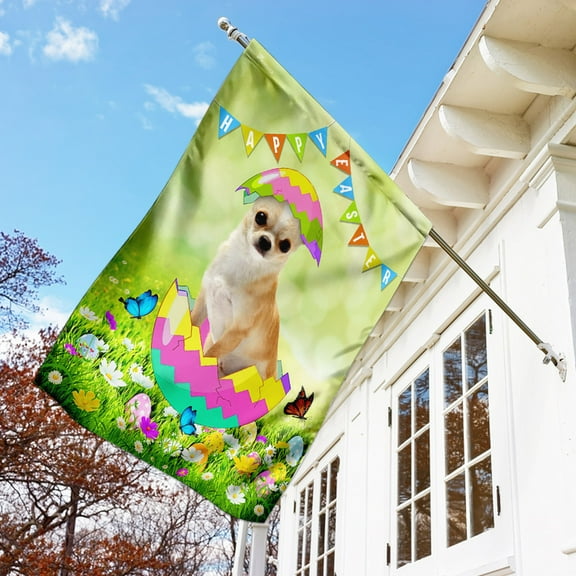 FLAGWIX Chihuahua Easter Egg Flag, Outdoor Easter Decoration - House Flag (29.5" x 39.5")