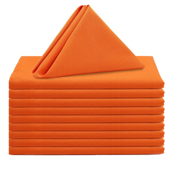 Your Chair Covers Servilletas De Tela De Poliéster De 20 X 20 Pulgadas, Servilletas De Lino De Tela Lavables Para Cena Con Bordes Dobladillos Para Restaurante, Bodas Y Vacaciones, Paquete De 10 (Naran