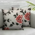 thumbnail image 3 of COMIO  Roses Flower Decorative Square Throw Pillow Cover Red Floral Black Stems Leaf Twig Blossom Grunge Art Decorative Pillow Case Cushion Cover for Sofa Bed Chair Couch, 3 of 5
