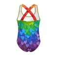 thumbnail image 5 of Uorisanigo Girls One Piece Swimsuits Colorful Heart Crossback Straps Bathing Suit Swimwear Sleeveless Swim Suit Pool Party, Size 9-10, 5 of 7