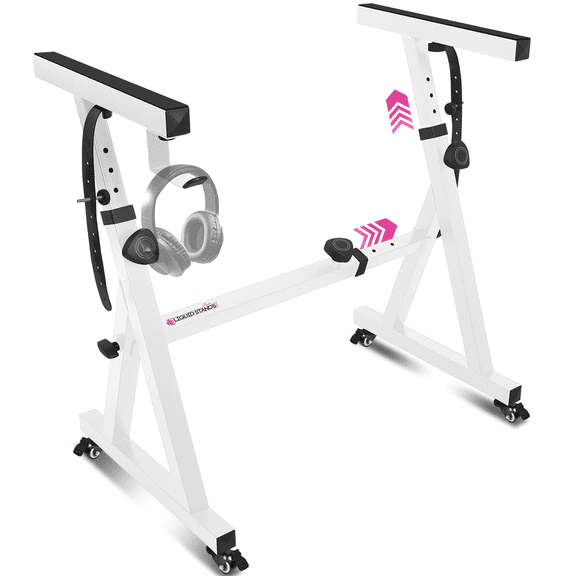 Liquid Stands Keyboard Stand w/ Wheels - Z Style Adjustable & Portable Professional Heavy Duty Digital Piano Stand - Fits 54-88 Key Electric Pianos - Sturdy Rolling Musical Keyboard Stand (White)