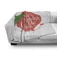thumbnail image 3 of Peach Soft Flannel Fleece Blanket, Soft Fruit Design with Stem and Leaf Lets Eat Peach on the Beach Quirky Words, Cozy Plush for Indoor and Outdoor Use, 50" x 60", Green Coral White, by Ambesonne, 3 of 6