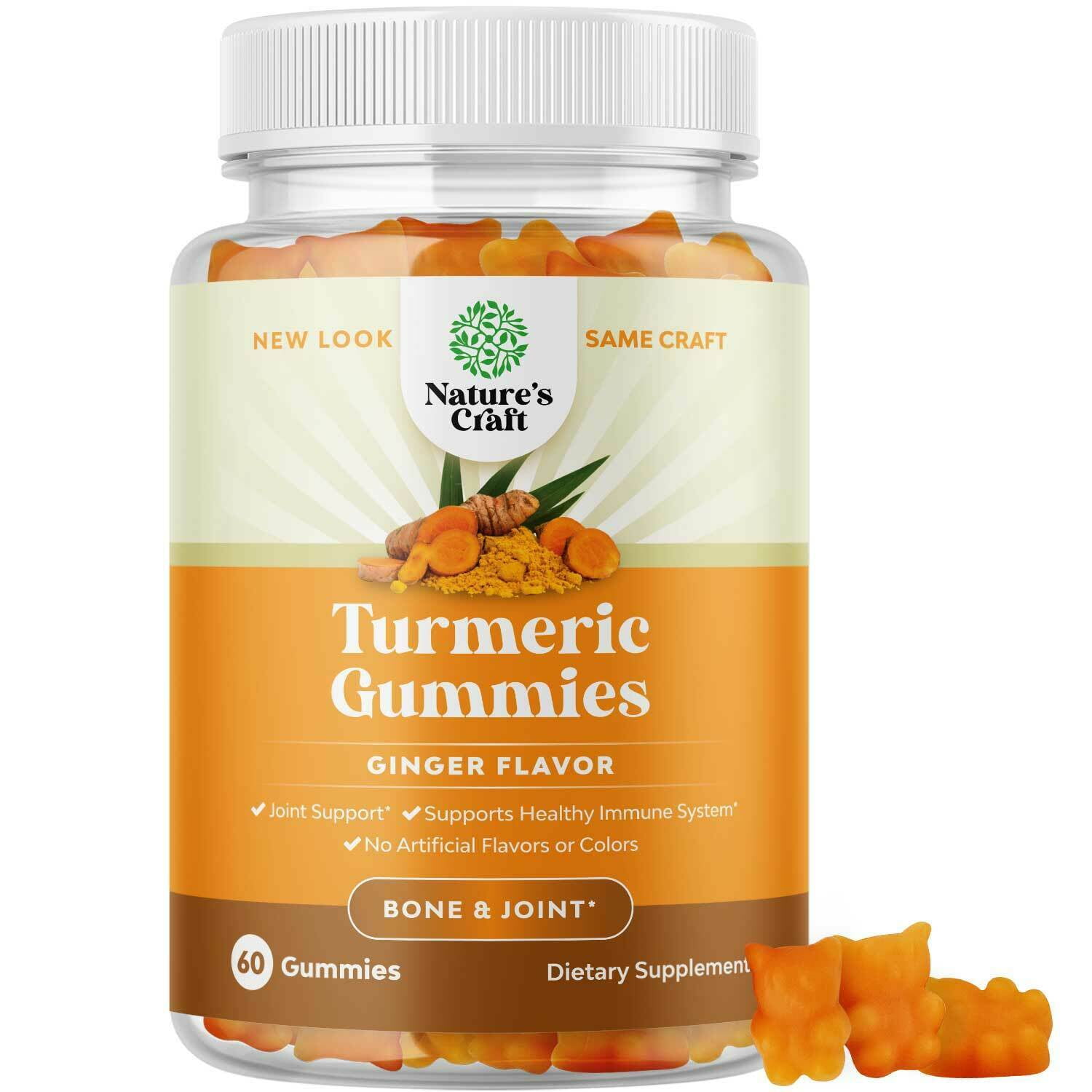 Immune Booster Turmeric Gummies for Joint Support and Anti Aging Skin Care by Natures Craft