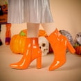 thumbnail image 2 of Unique Bargains Women's Pointed Toe Zipper Patent Leather Ankle Chunky Boots, 2 of 7