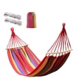 thumbnail image 2 of 2-Person Canvas Camping Hammock with Stripes, Portable Hammocks for Traveling, Beach, Backyard, Patio, Hiking, and Wooden Stick Included, 2 of 7