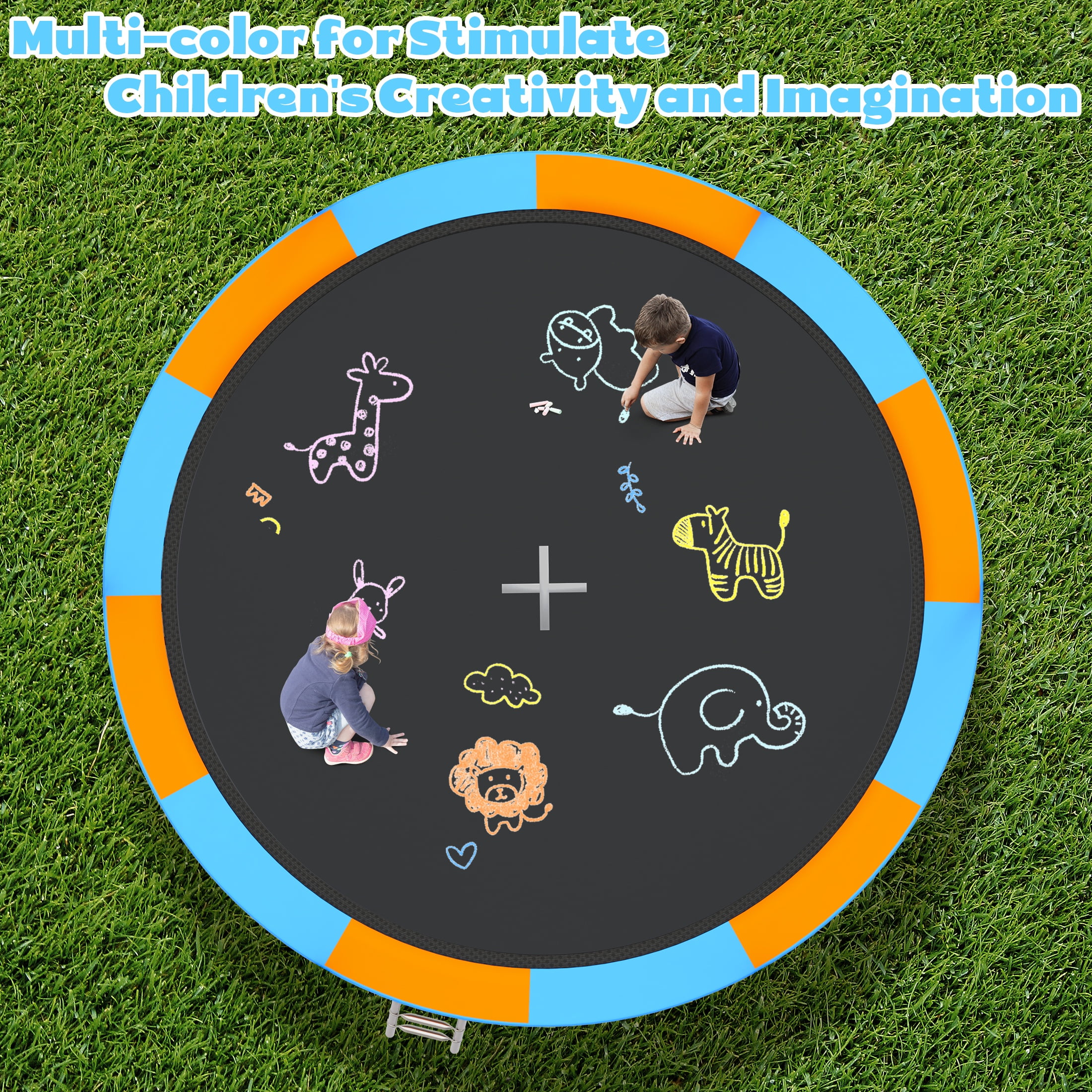 14FT Trampoline for Adults Kids, SEGMART Upgraded Kids Outdoor Trampoline with Basketball Hoop, Safety Enclosure Net, Heavy Duty Recreational Round Trampoline for Indoor Outdoor Backyard, Blue