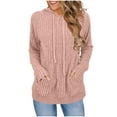 thumbnail image 2 of Ribbed Knit Hoodies for Women 2025 Long Sleeve Plain Sweater Hooded Sweatshirt with Pockets Pullover Tops, 2 of 7
