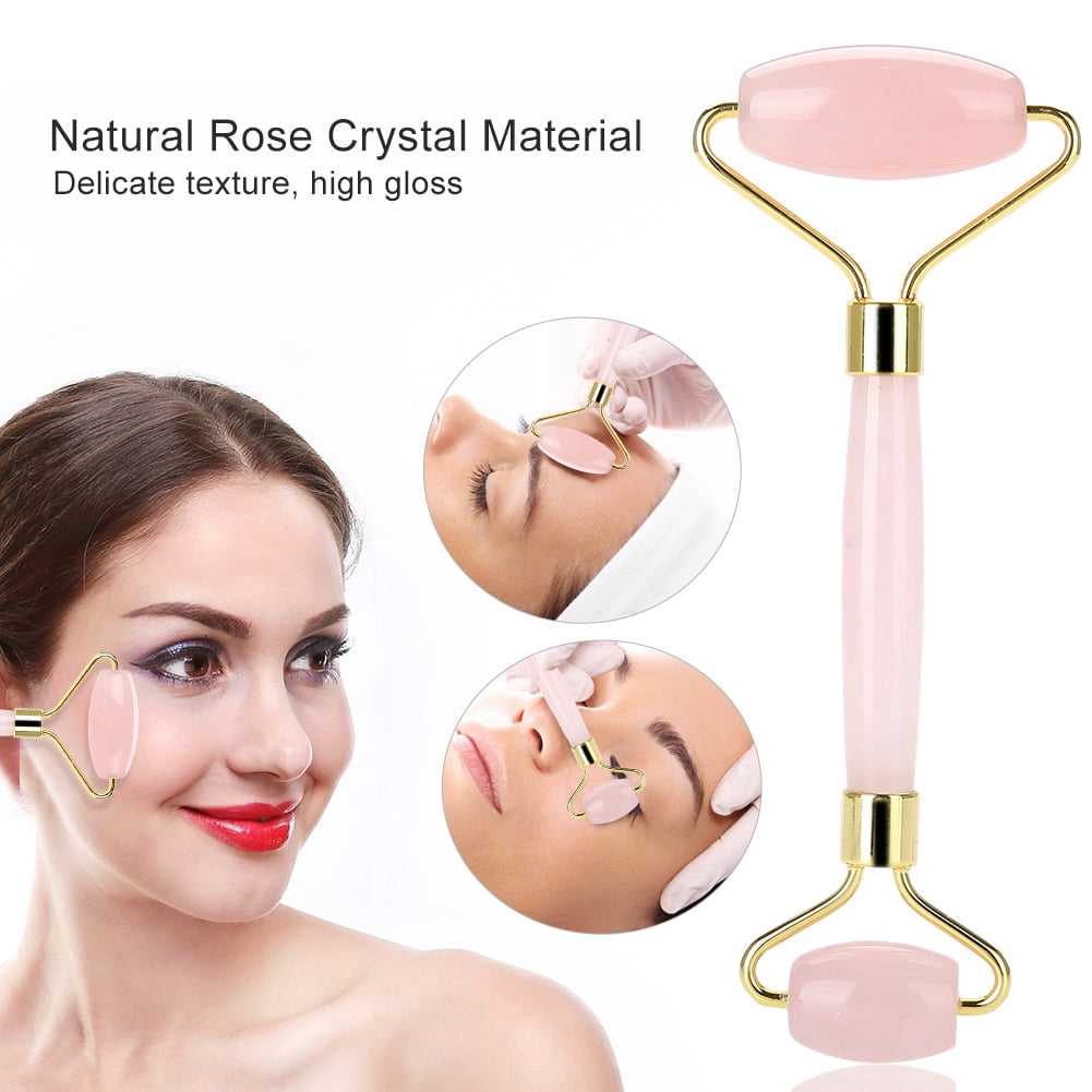 Sarapandan Jade Roller Natural Rose Crystal Double-end Face & Eye Massage Anti Aging Guasha Massager