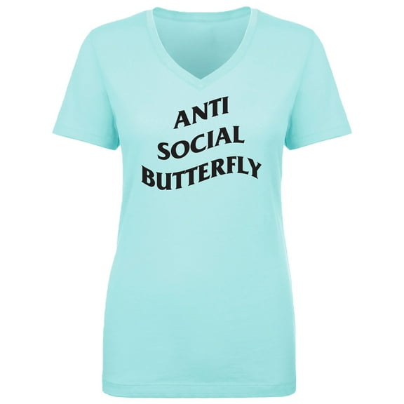 Anti Social Butterfly Womens V-Neck T-Shirt