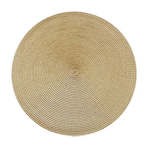 Woven Round Dining Table Mat, Heat-Resistant, Waterproof, Oil-Proof Cotton Ramie Placemat, 38cm Stylish Design for Home, Coffee Shop, Hotel