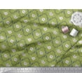 thumbnail image 2 of Soimoi Green Velvet Fabric White Floral & Ogee Damask Printed Fabric 1 Yard 60 Inch Wide, 2 of 3