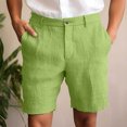 thumbnail image 2 of Tumotour Linen Shorts For Man Solid-Color Casual With Pockets Button Zipper Shorts Half Shorts Pants Workout Shorts Short Beach Shorts Summer Shorts, 2 of 6