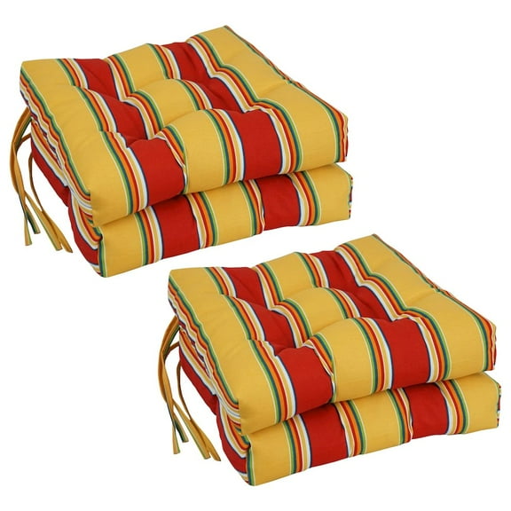 Blazing Needles 16-inch Spun Polyester Patterned Outdoor Square Tufted Chair Cushions (Set of 4)