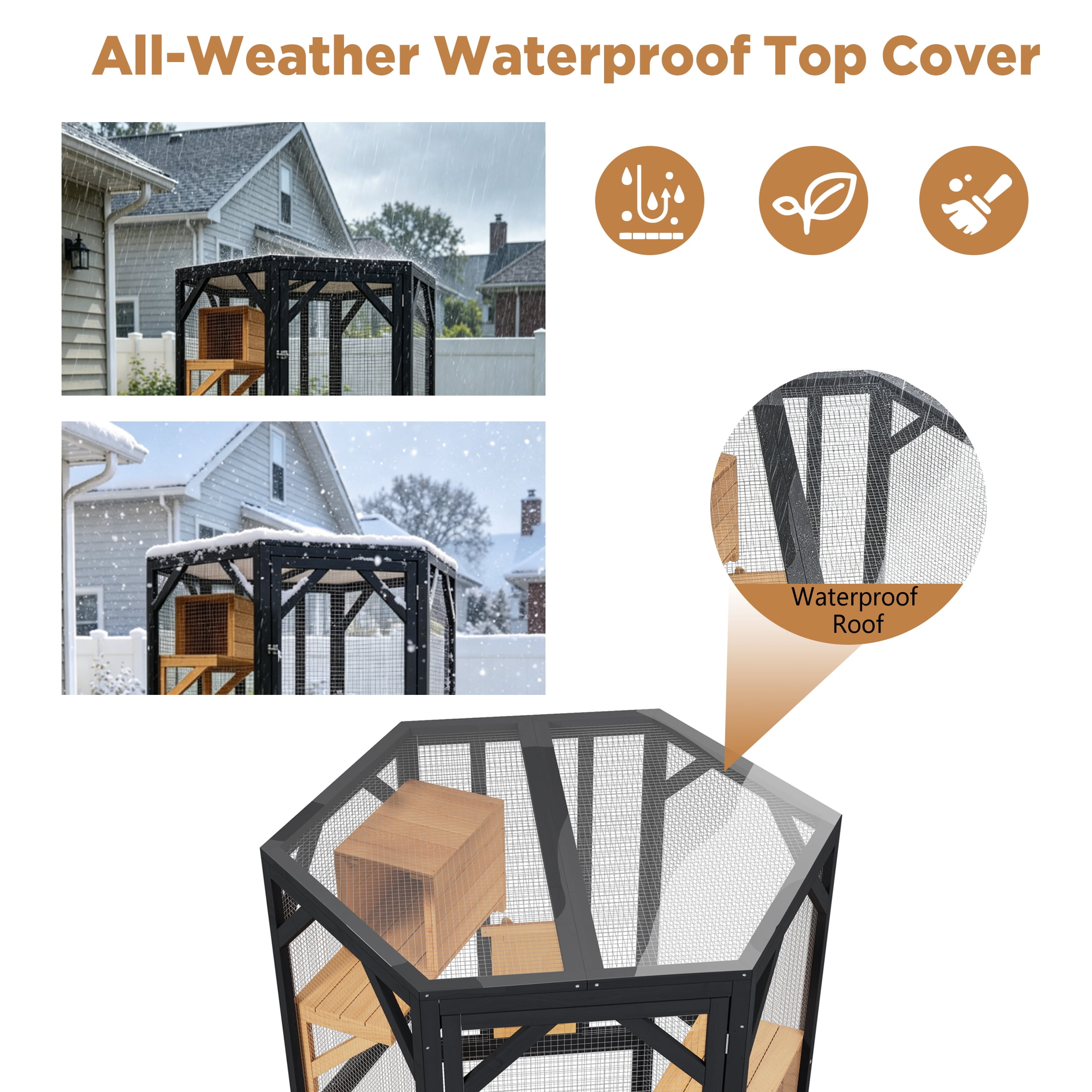 Catio Outside Cat Enclosure Window for Indoor Cats,Large Walk-In Cat Cage with Weatherproof for Multiple Cats