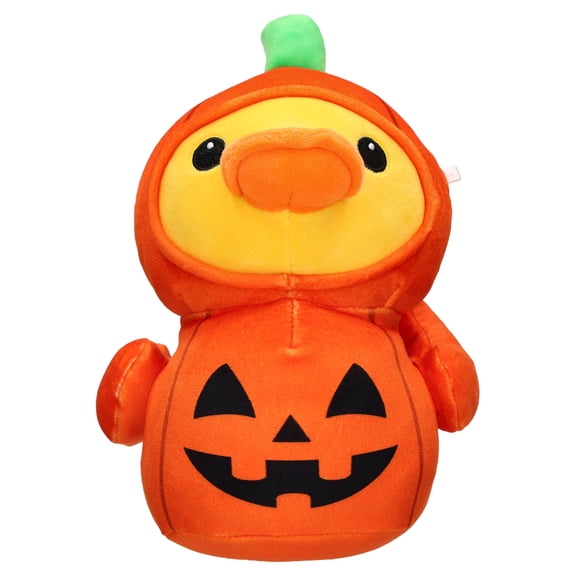 Jack-o'-Lantern Duck Plush, Orange and Yellow, 8.7", Halloween by Way To Celebrate