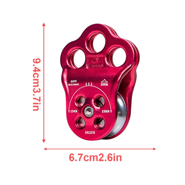 Portable Cable Pulley Professional Downhill Snatch Block Mechanical Pulley for Mountaineering Pulleys Trees Climb Ropes Rescue Remedy for Mountaineering Red